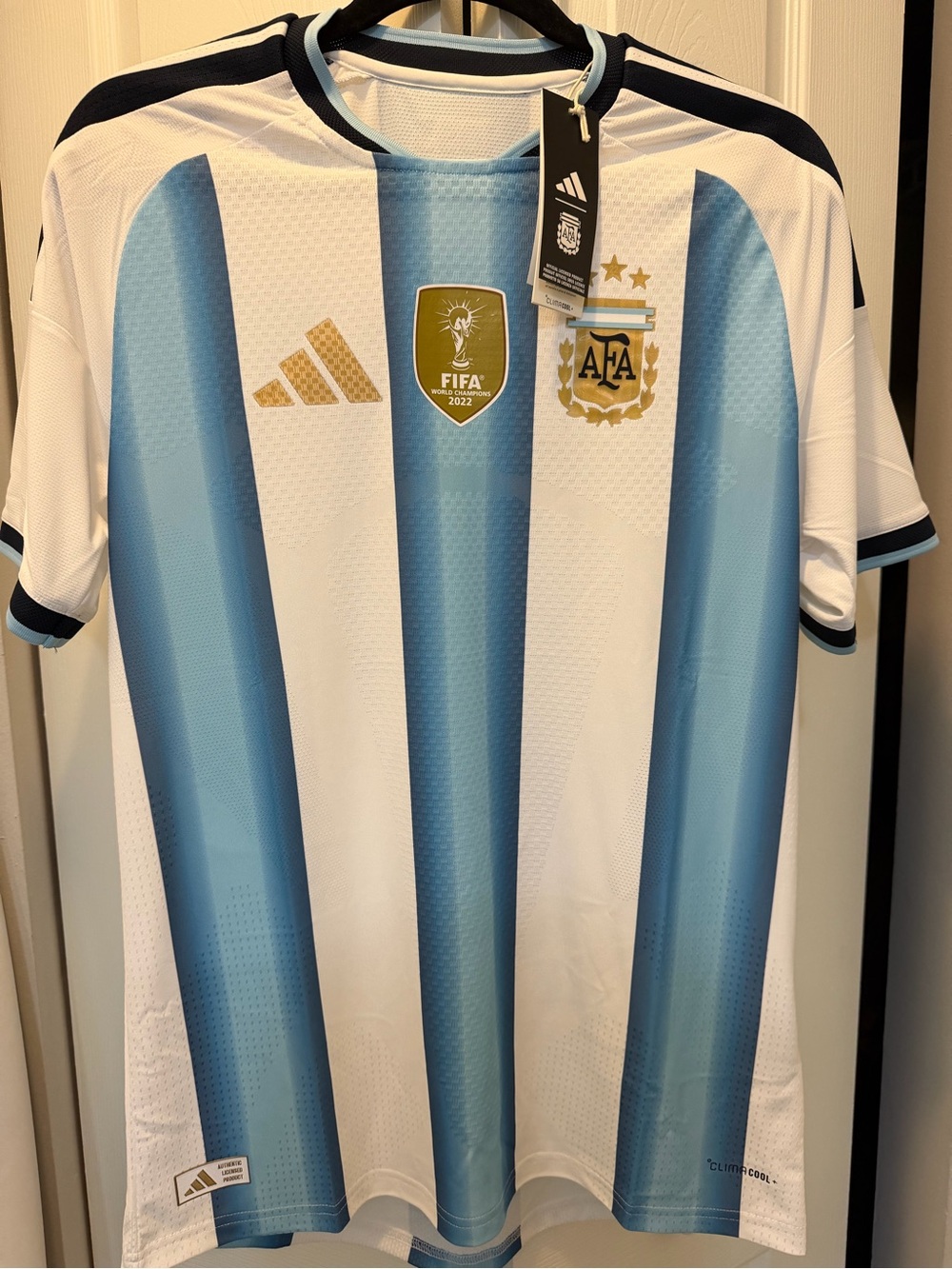Adidas Argentina Men's Home Soccer Jersey - White & Sky Blue Authentic 2026